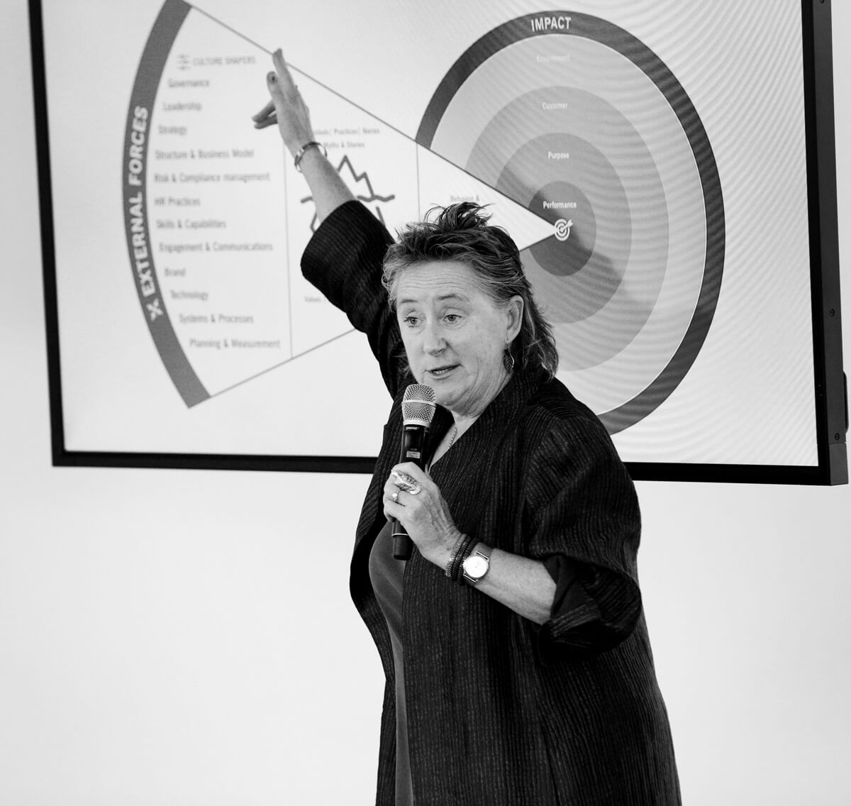 Dr Christina Kirk presenting and gesturing to a diagram at an Ignition Institute event